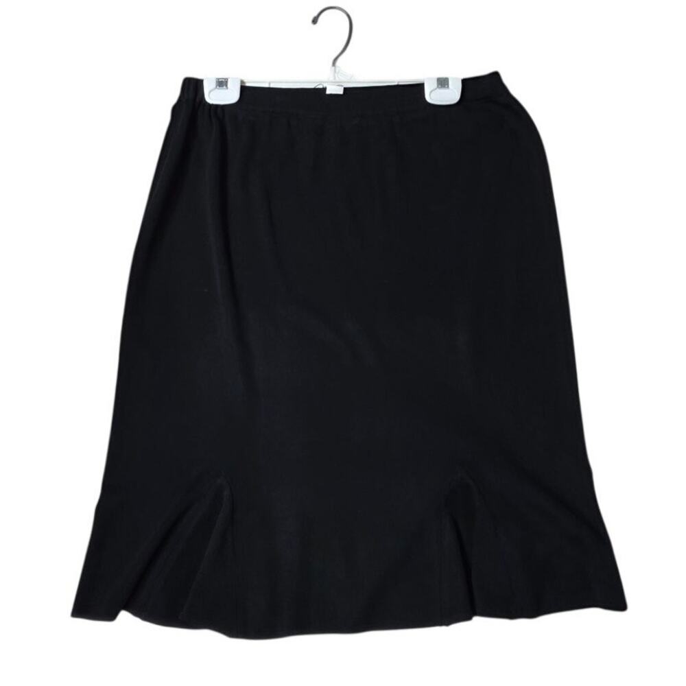 Ming Wang Black 100% Filament/Acrylic Midi Pull On Skirt - Large